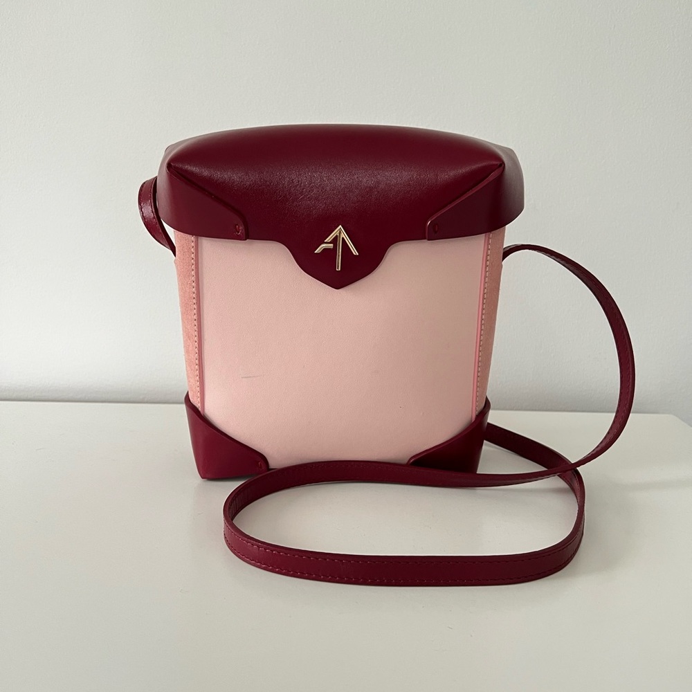 Manu Atelier Pristine Leather Crossbody Bag Pink&Burgundy